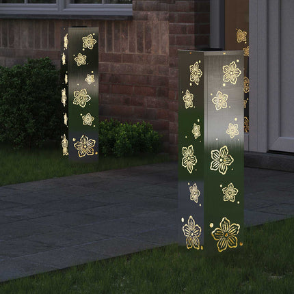 Solar LED sti lys 2 pcs Sølv Rustfrit stål