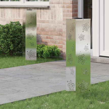 Solar LED sti lys 2 pcs Sølv Rustfrit stål