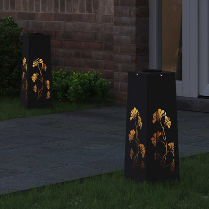 Solar LED sti lys 2 pcs Sort Koldvalset Stål