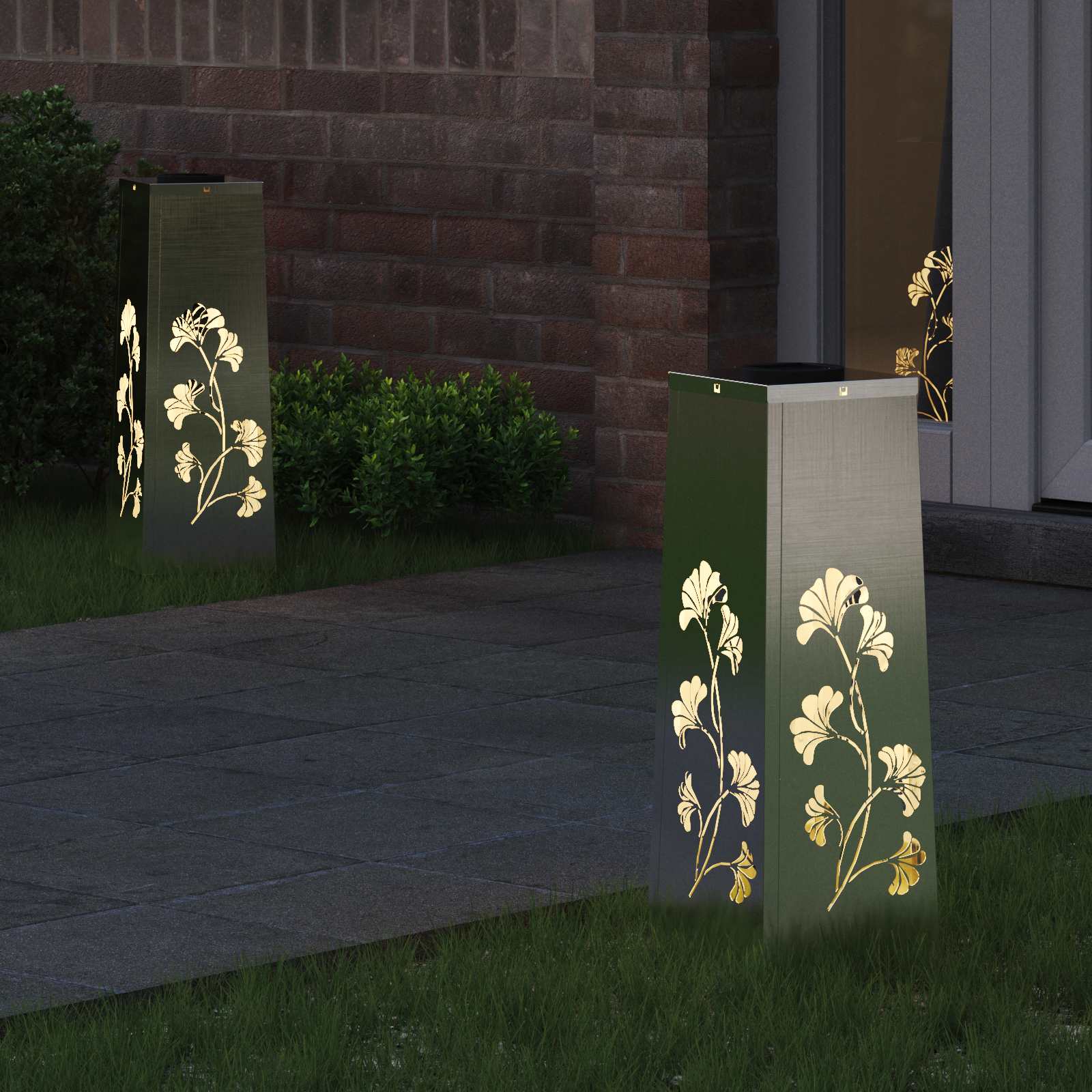 Solar LED sti lys 2 pcs Sølv Rustfrit stål