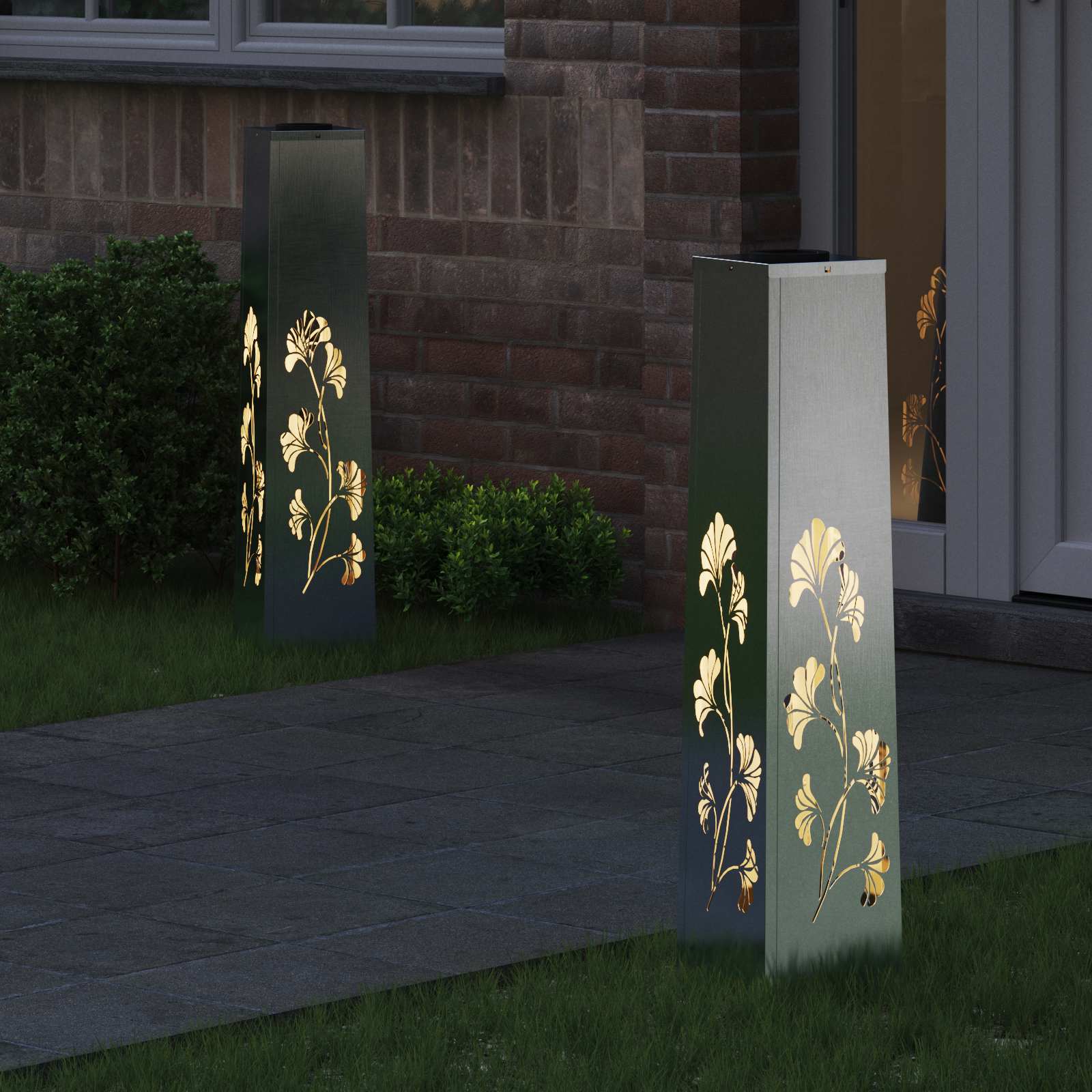Solar LED sti lys 2 pcs Sølv Rustfrit stål