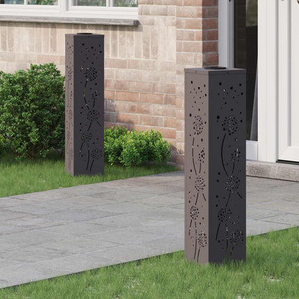 Solar LED sti lys 2 pcs Sort Koldvalset Stål