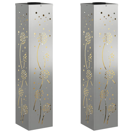 Solar LED sti lys 2 stk. Varm hvid 18 x 18 x 80 cm Galvaniseret