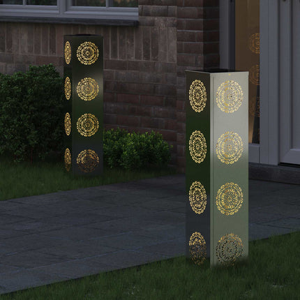 Solar LED sti lys 2 pcs Sølv Galvaniseret Stål