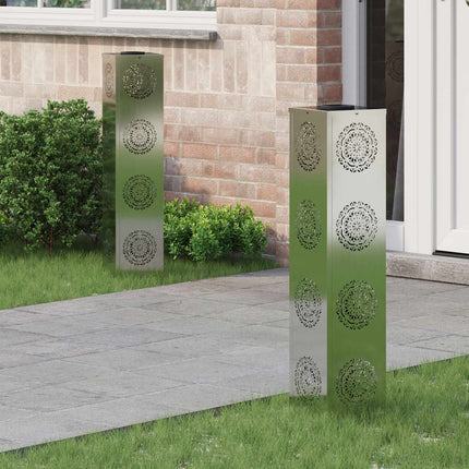 Solar LED sti lys 2 pcs Sølv Galvaniseret Stål