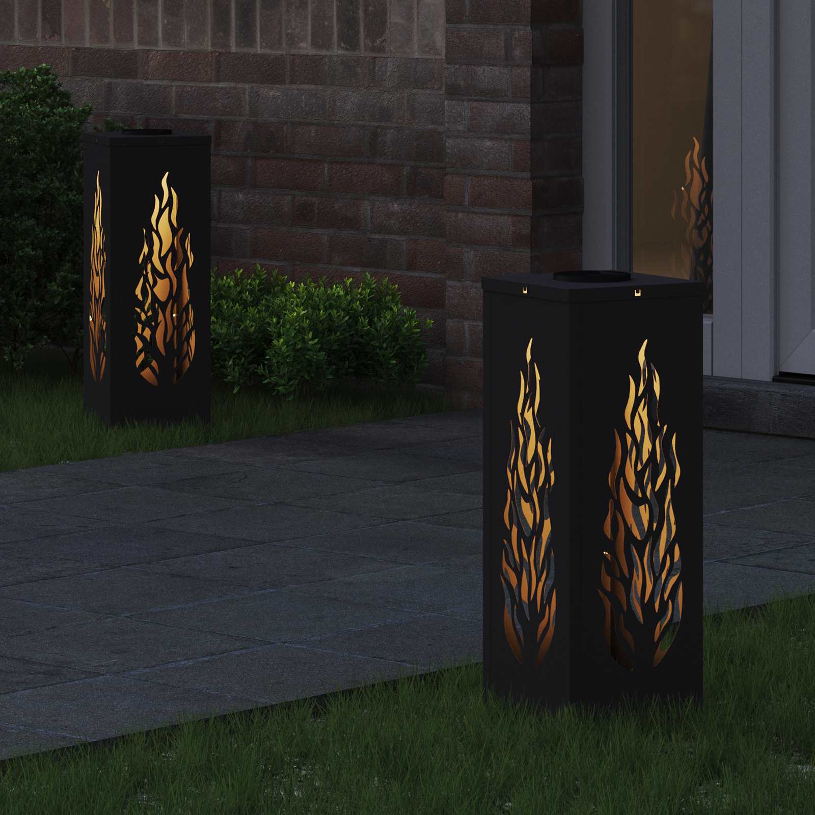 Solar LED sti lys 2 pcs Sort Koldvalset Stål