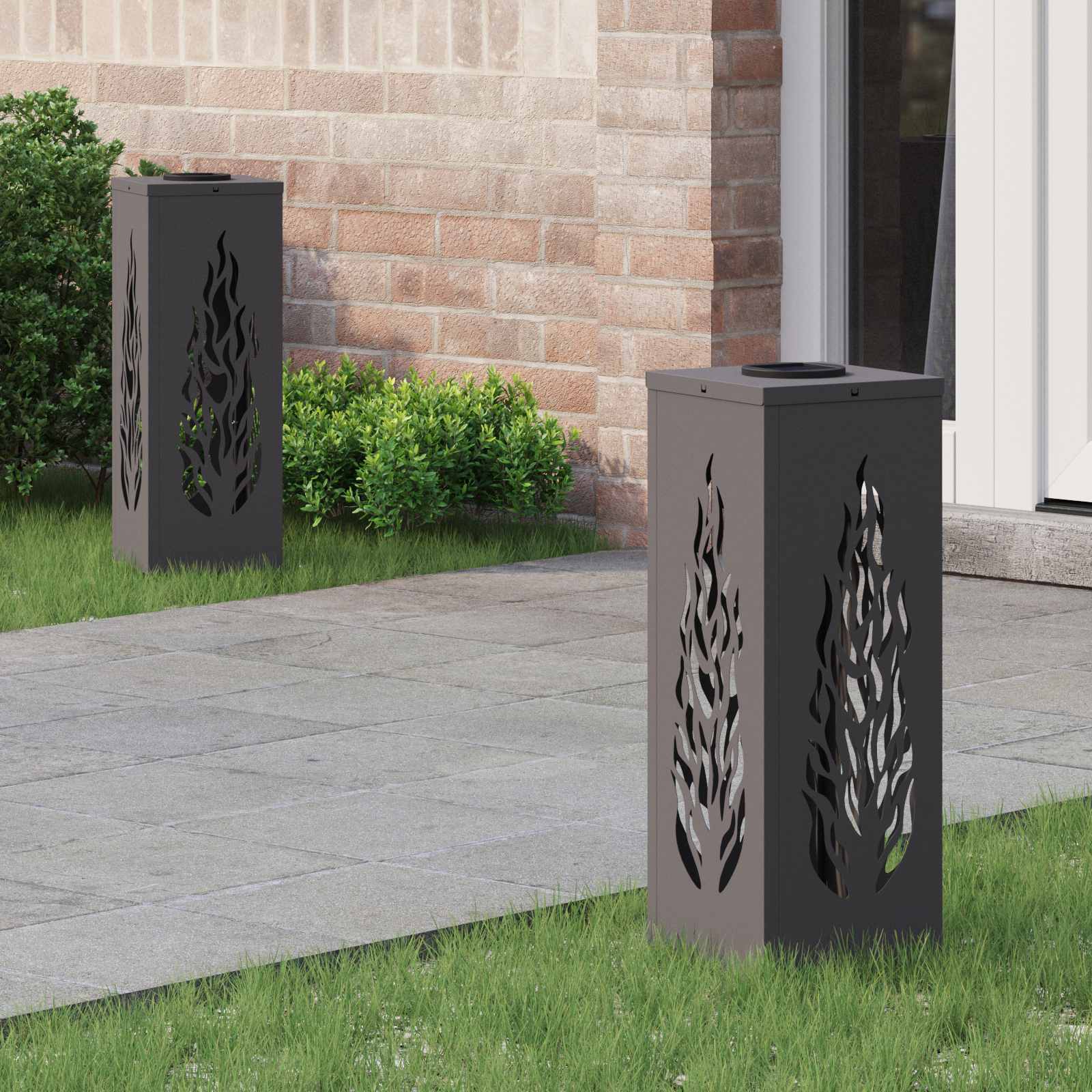 Solar LED sti lys 2 pcs Sort Koldvalset Stål