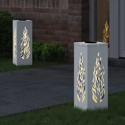 Solar LED sti lys 2 pcs Hvid Koldvalset Stål