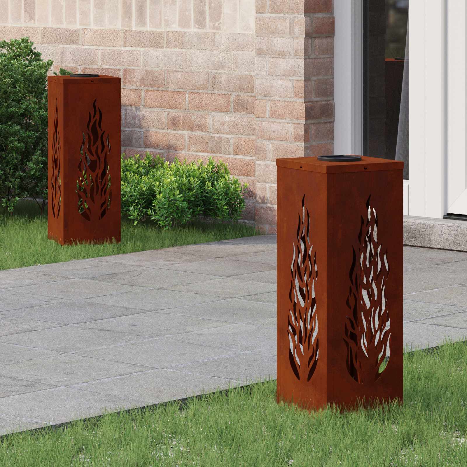 Solar LED sti lys med batteridrevne lys 2 pcs Bronze Cortenstål