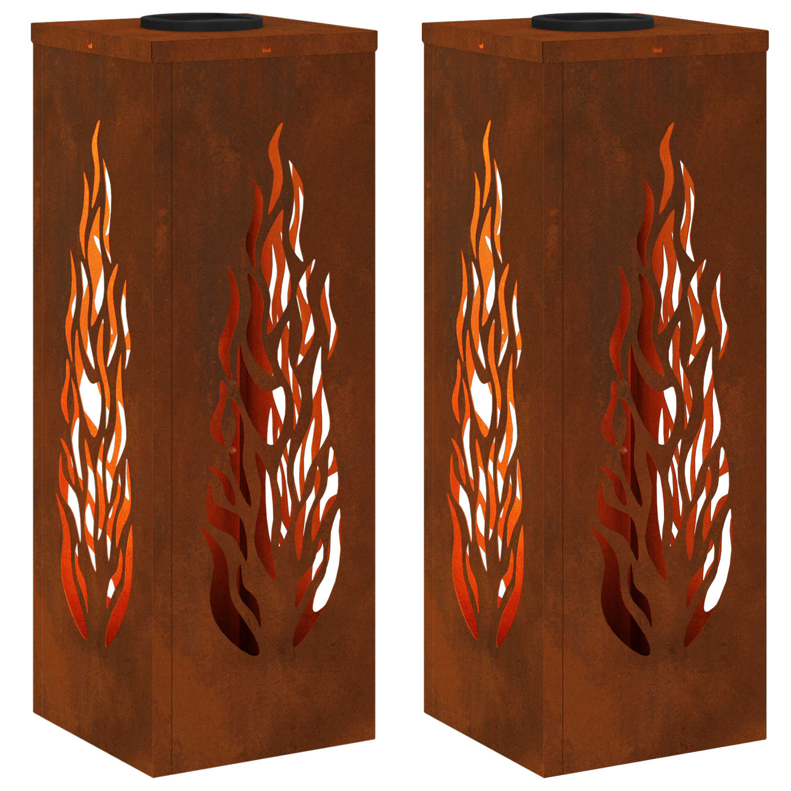 Solar LED sti lys med batteridrevne lys 2 pcs Bronze Cortenstål