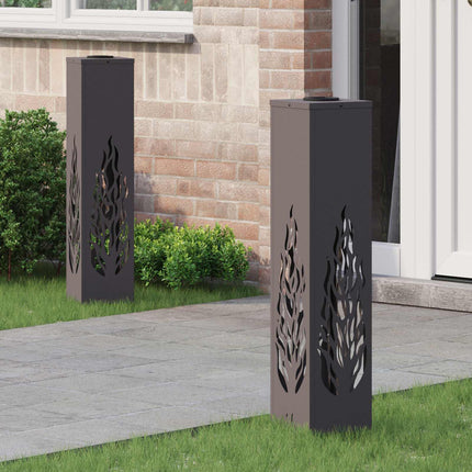 Solar LED sti lys 2 pcs Sort Koldvalset Stål