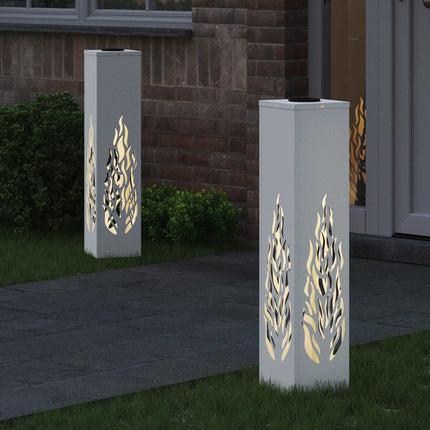 Solar LED sti lys 2 pcs Hvid Koldvalset Stål