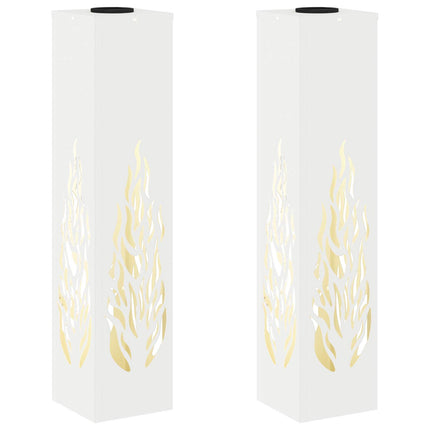 Solar LED sti lys 2 pcs Hvid Koldvalset Stål