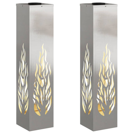 Solar LED sti lys 2 pcs Sølv Rustfrit stål