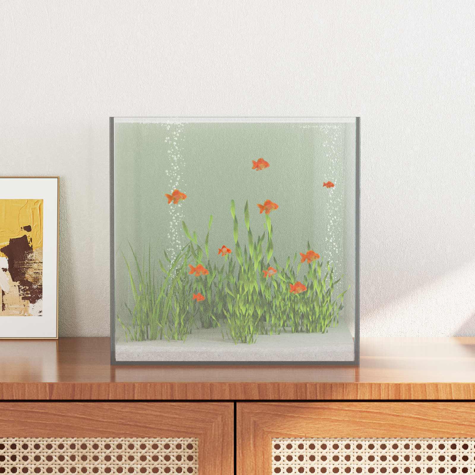 Akvarium med opbevaring Transparent 30 x 30 x 30 cm Glas billede