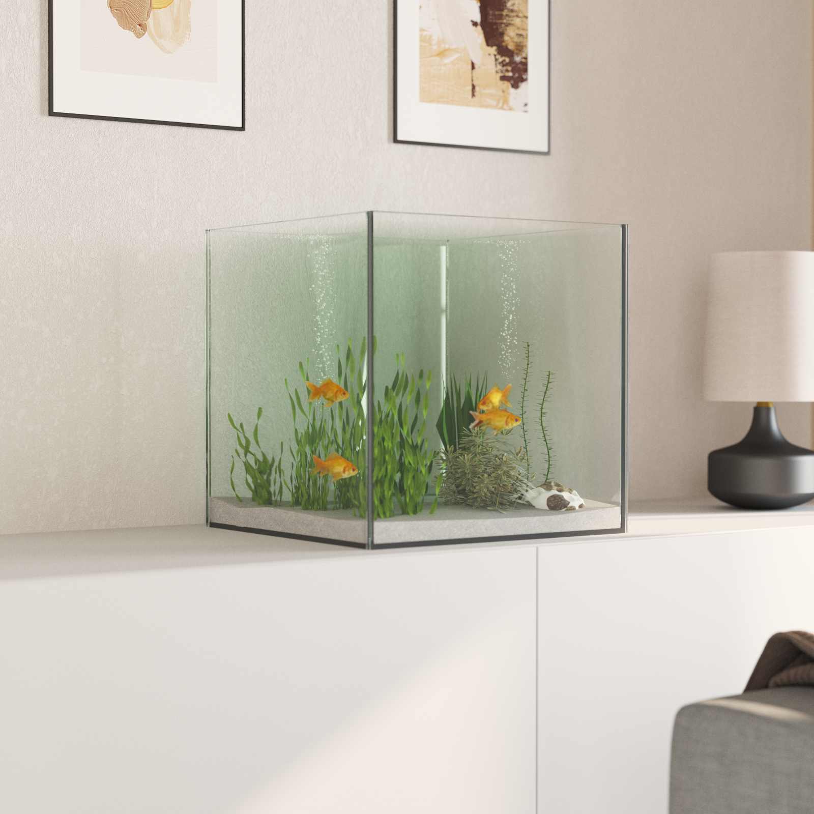 Akvarium med opbevaring Transparent 30 x 30 x 30 cm Glas