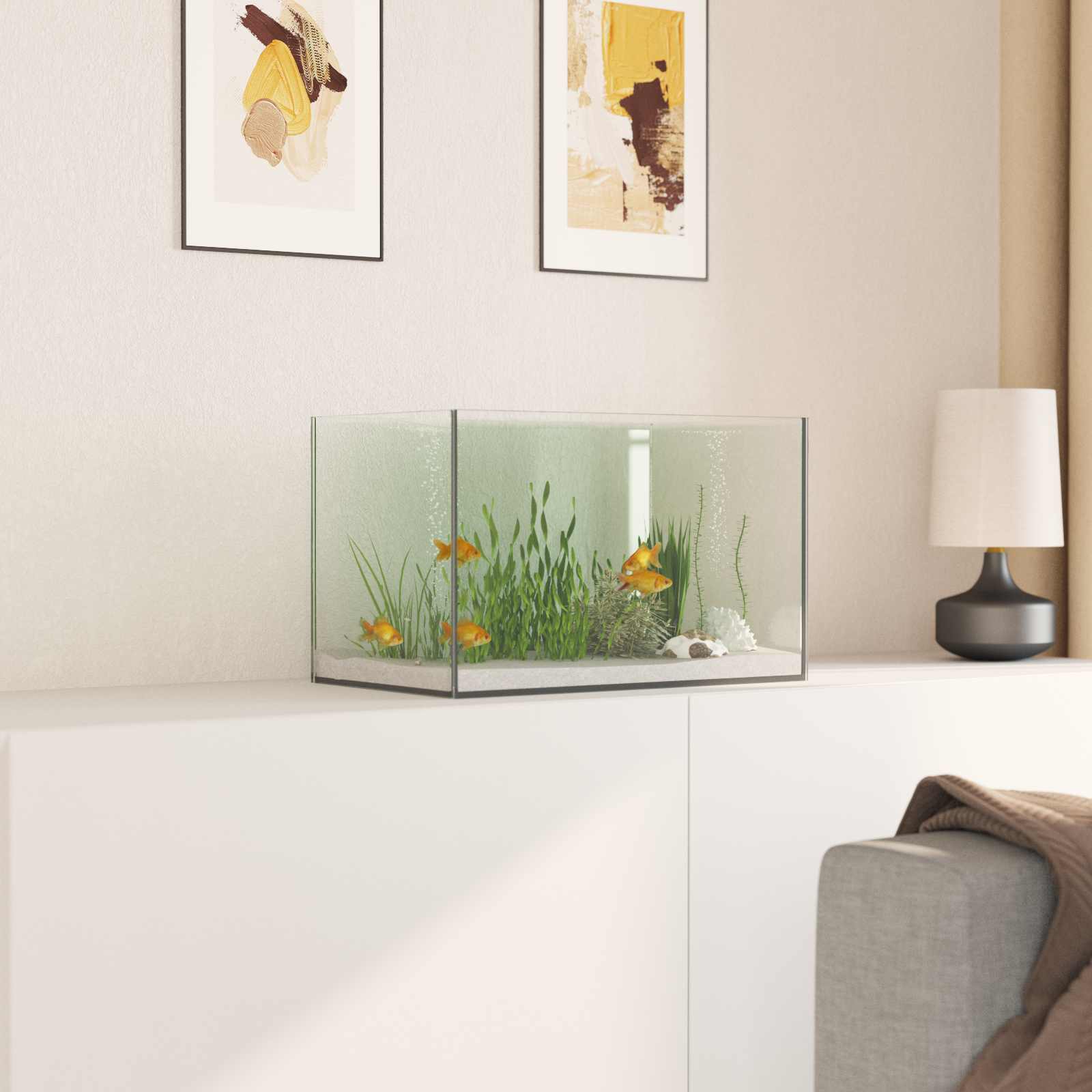 Akvarium med opbevaring Transparent 40 x 25 x 25 cm Glas