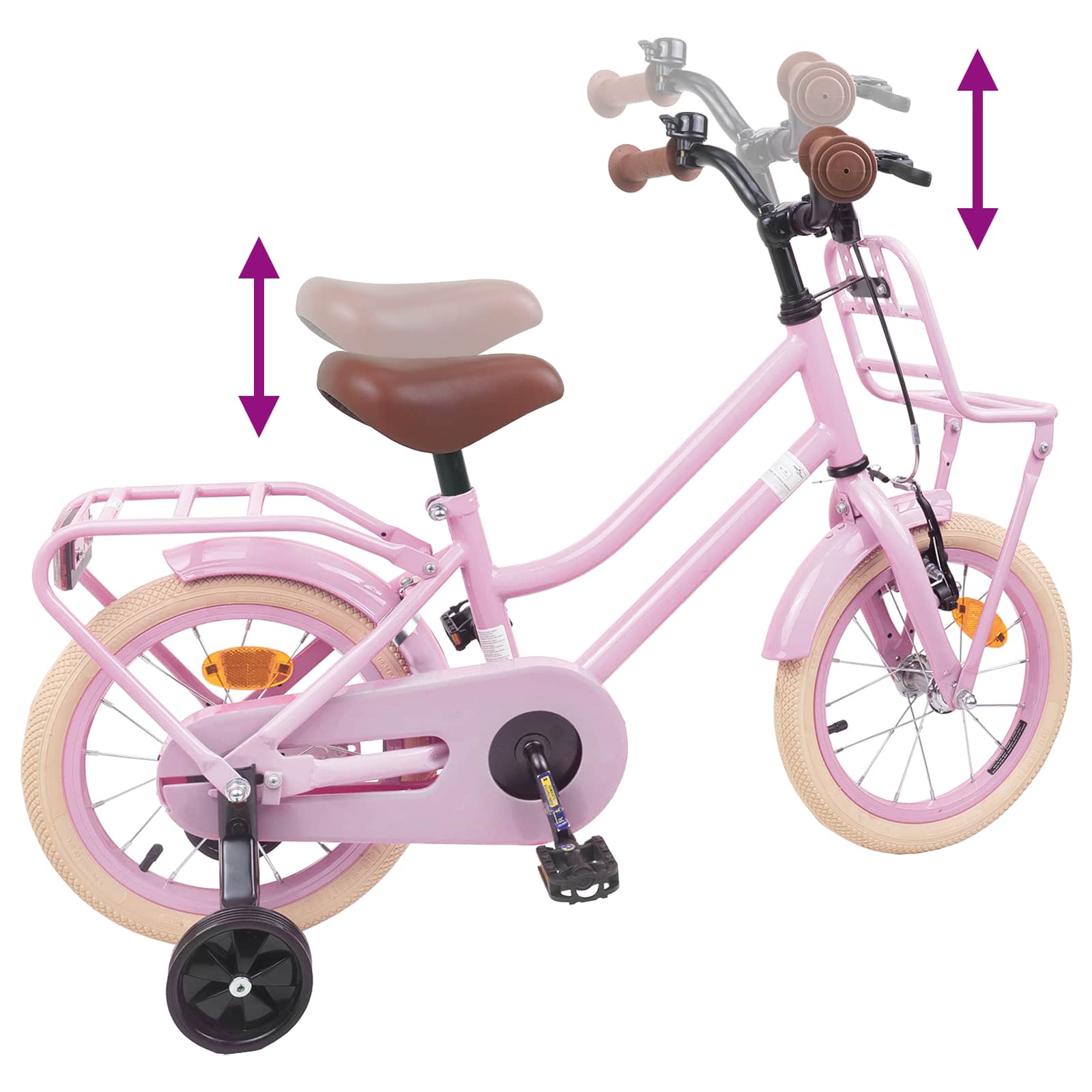 Børnecykel 12 tommer til 2-4 år gamle Lys pink