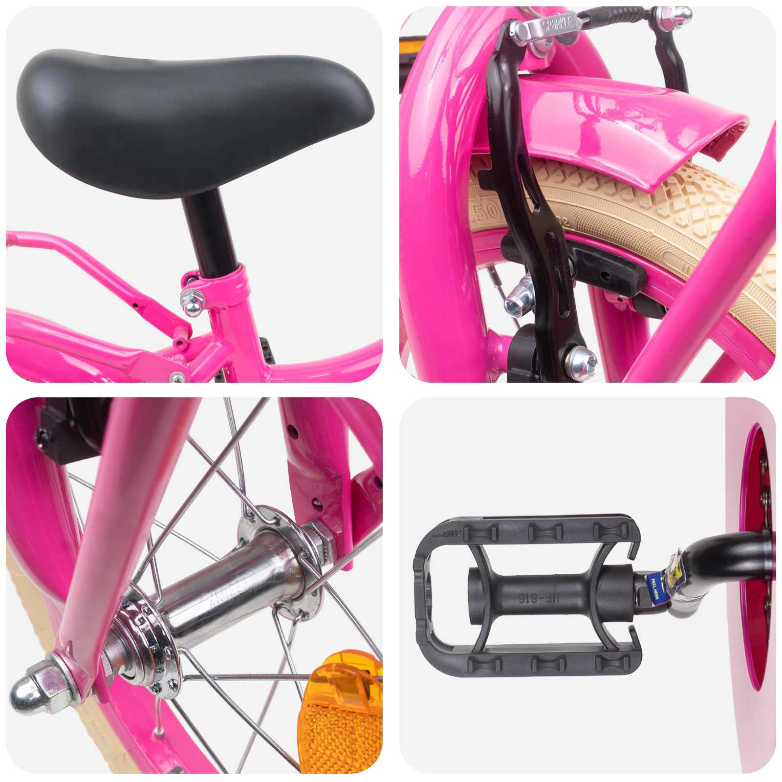 Børnecykel 12 tommer til 2-4 år gamle Mørk pink