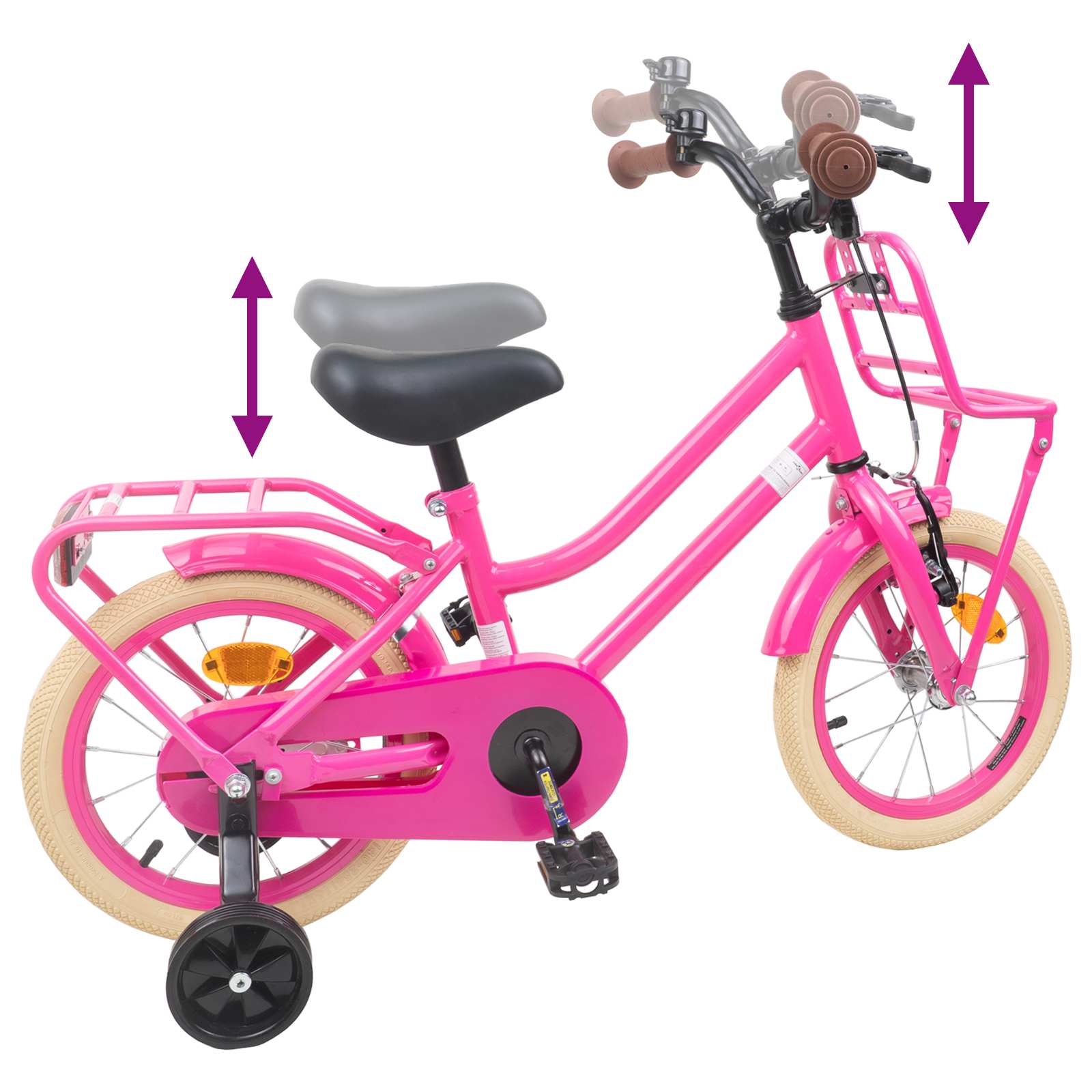 Børnecykel 12 tommer til 2-4 år gamle Mørk pink