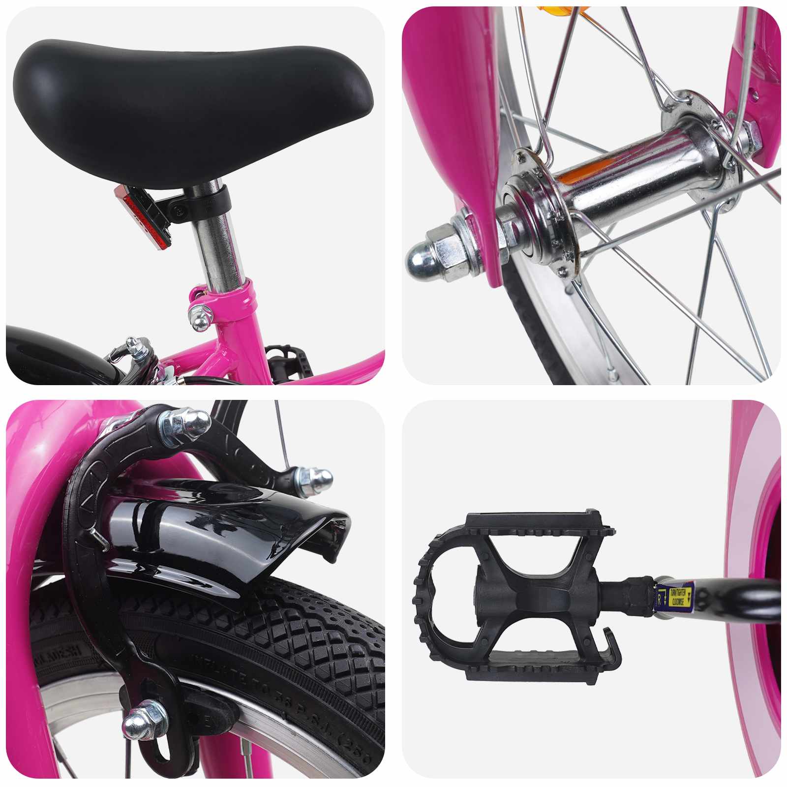 Børnecykel 14 tommer anbefalet til 3-5 år gammel Pink Sort
