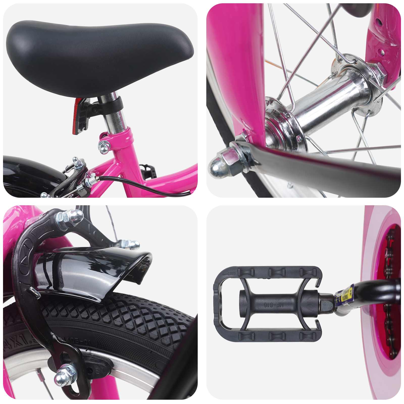 Børnecykel 16 tommer til 4-6 år gamle Pink og Sort