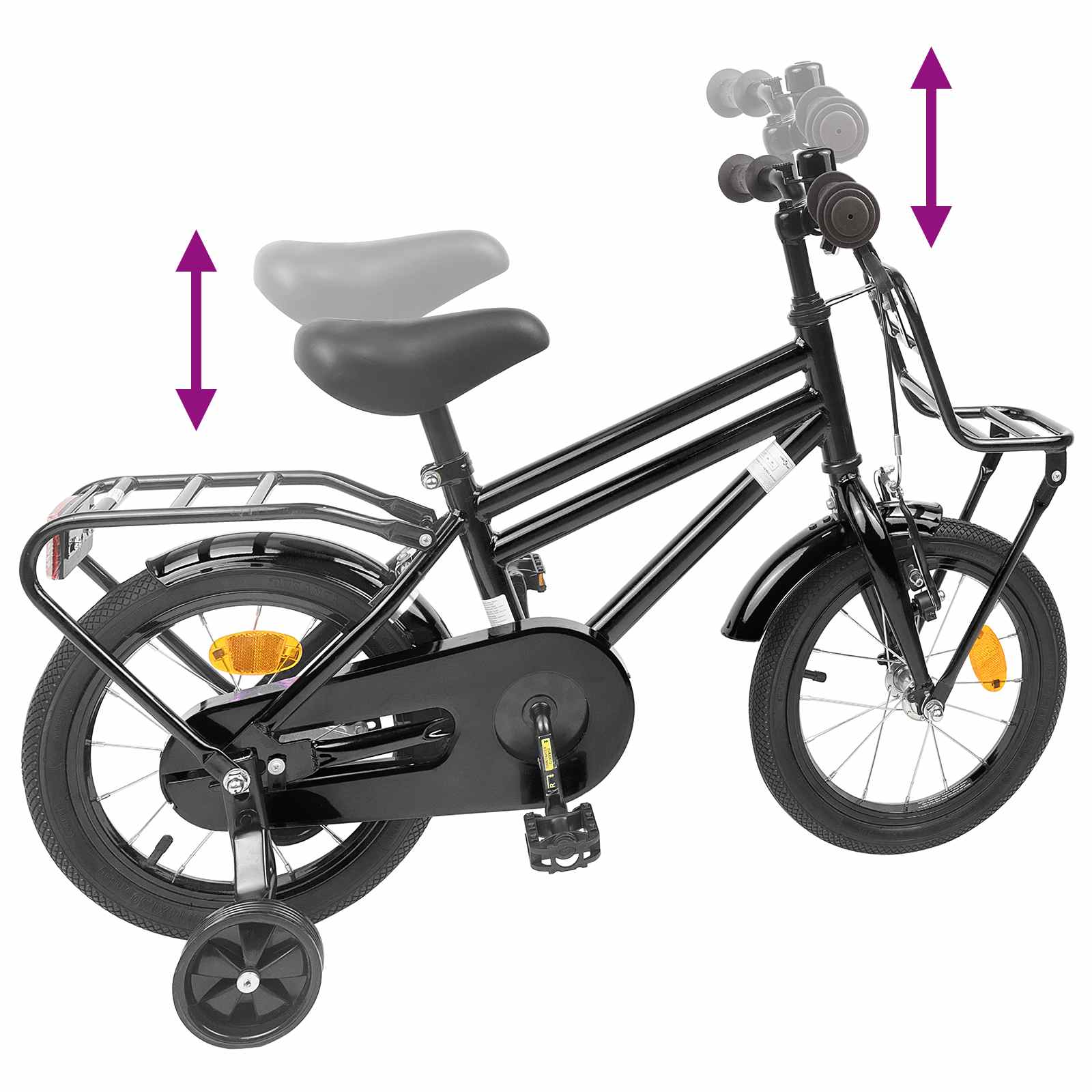 Børnecykel 16 tommer til 4-6 år gamle Sort