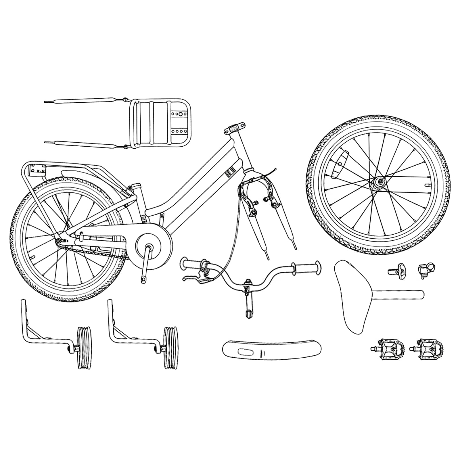 Børnecykel 16 tommer til 4-6 år gamle Sort