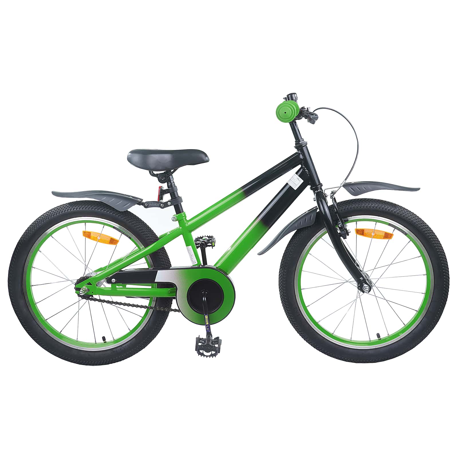 Børnecykel 18 tommer til 5-7 år gammel Grøn Sort