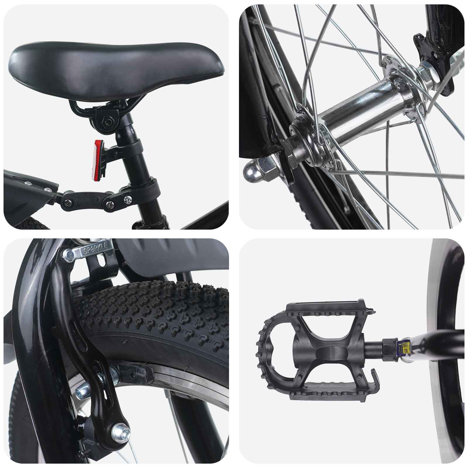 Børnecykel 20 tommer til børn i alderen 6-11 år Sort