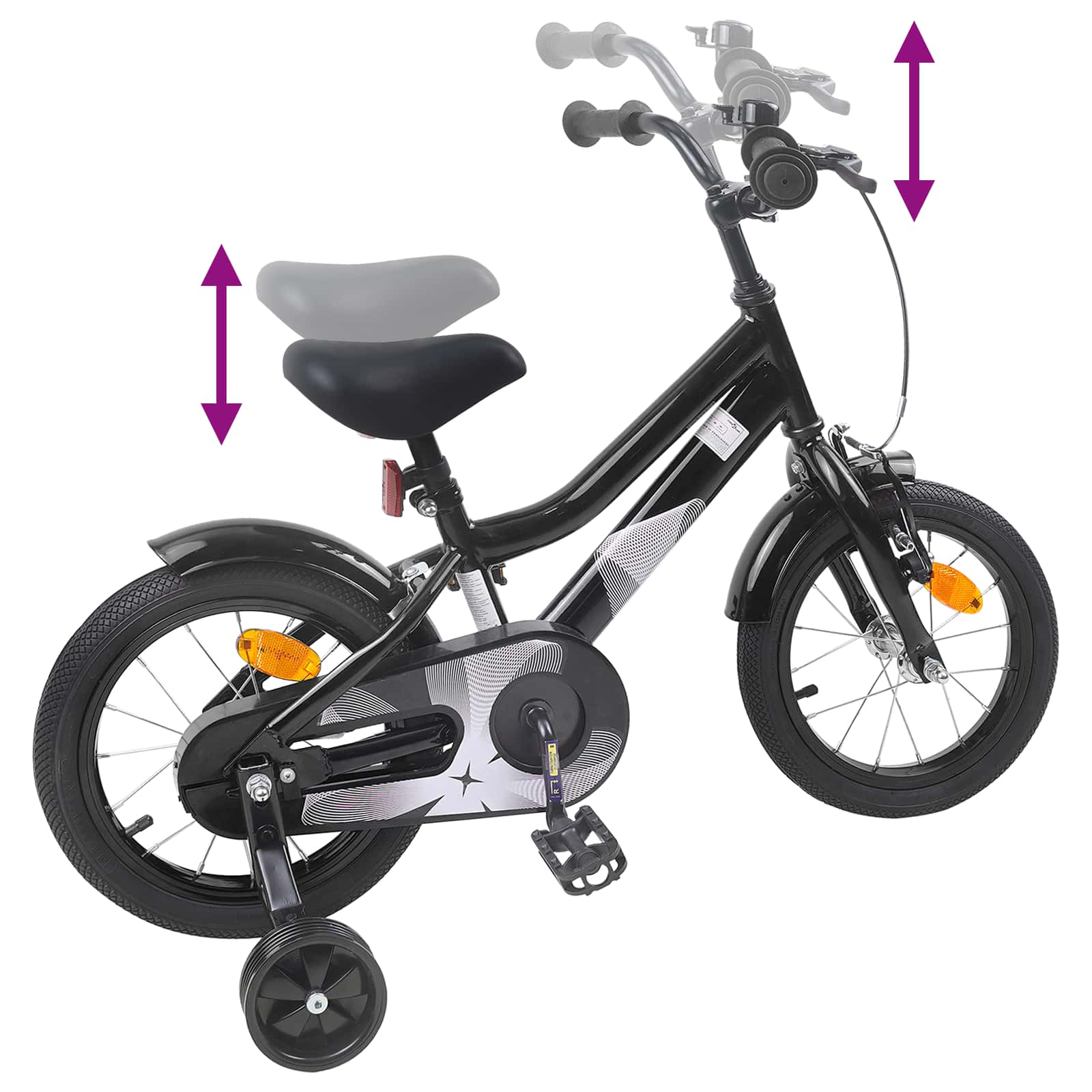 Børnecykel 12 tommer til 2-4 år gamle Sort