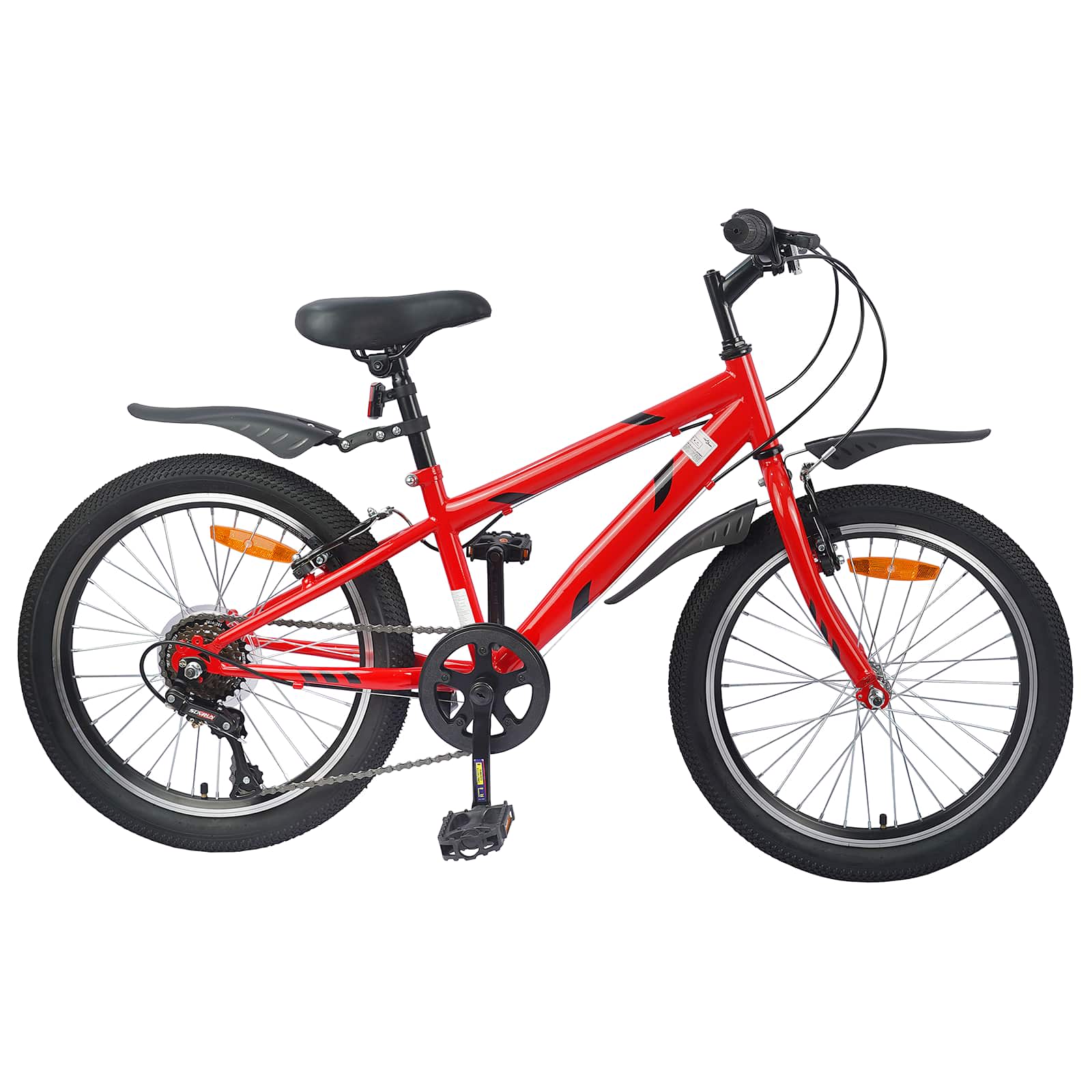Børnecykel 20 tommer 6-Speed til børn i alderen 6-11 år Rød
