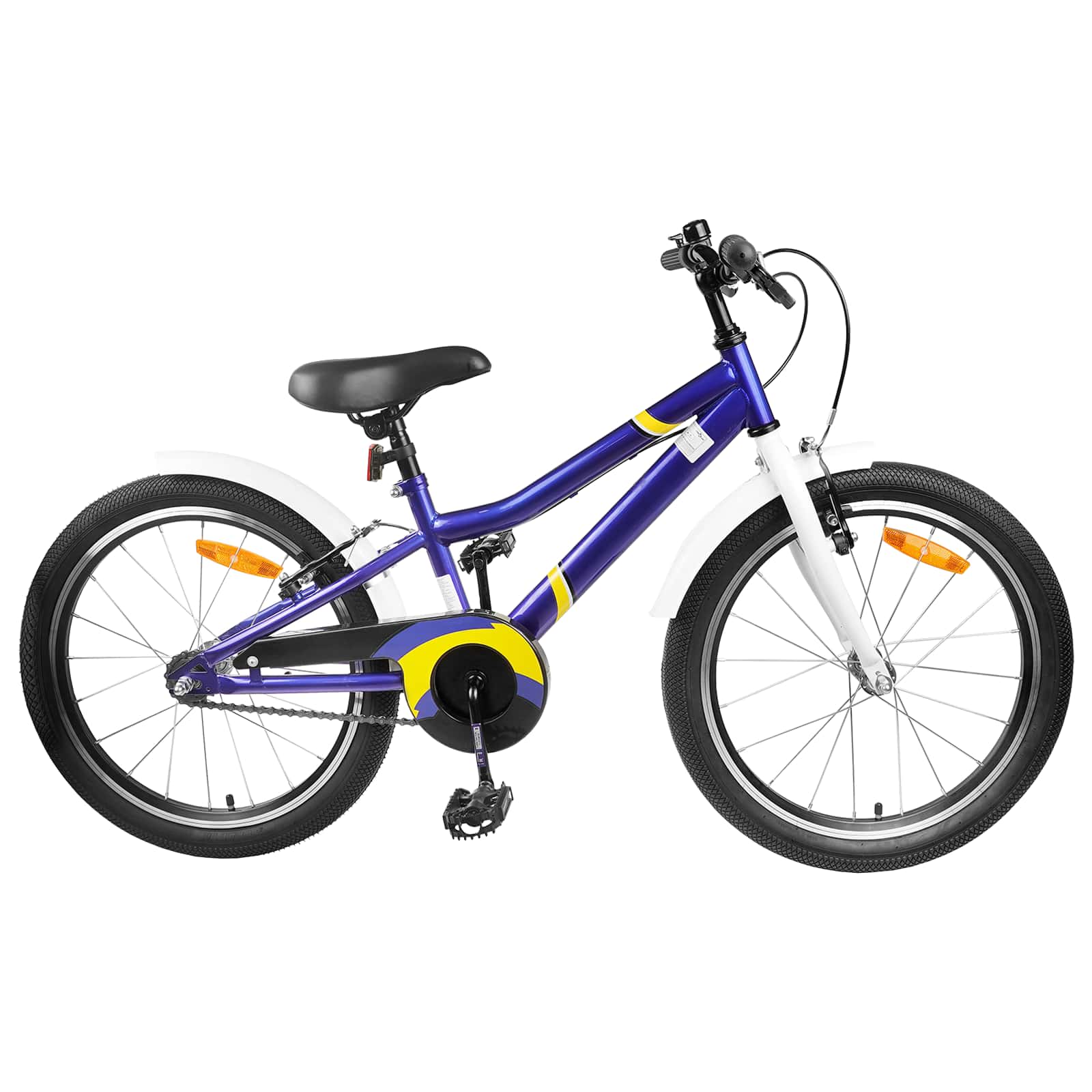 Børnecykel 18 tommer til 5-7 år gammel Blå hvid