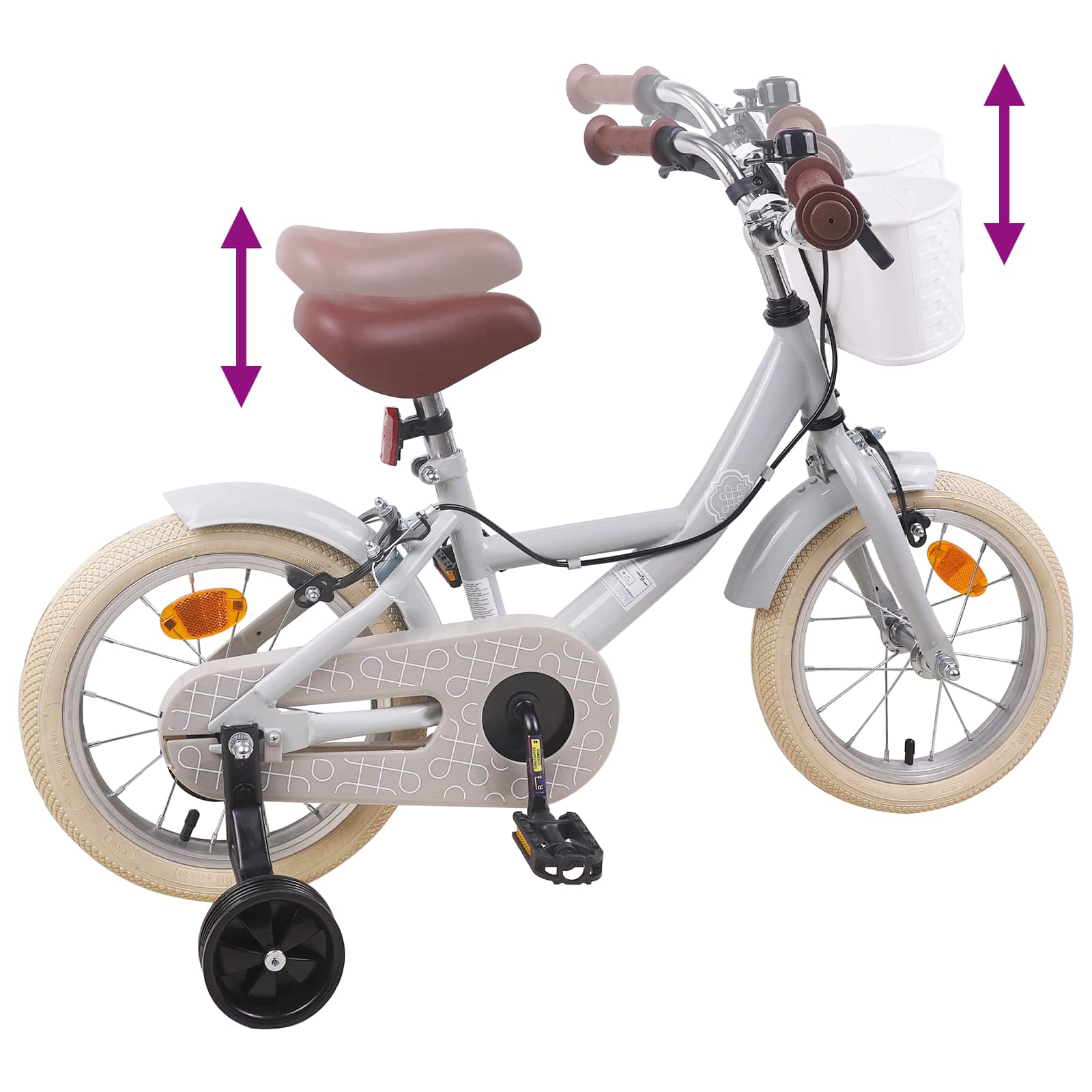 Børnecykel 12 tommer til 2-4 år gamle Lysegrå