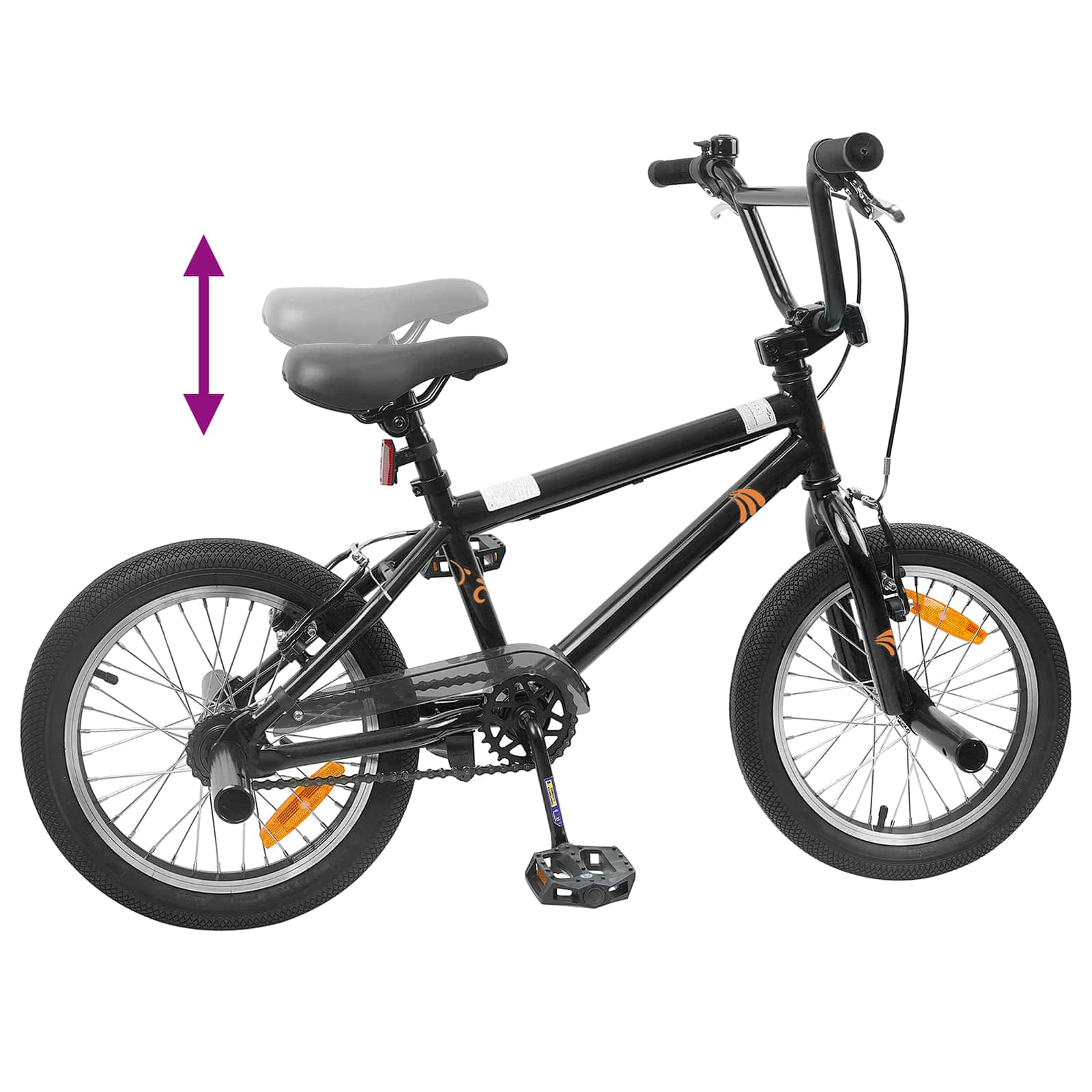 BMX Cykel 18 tommer til 7-10 år gamle Sort