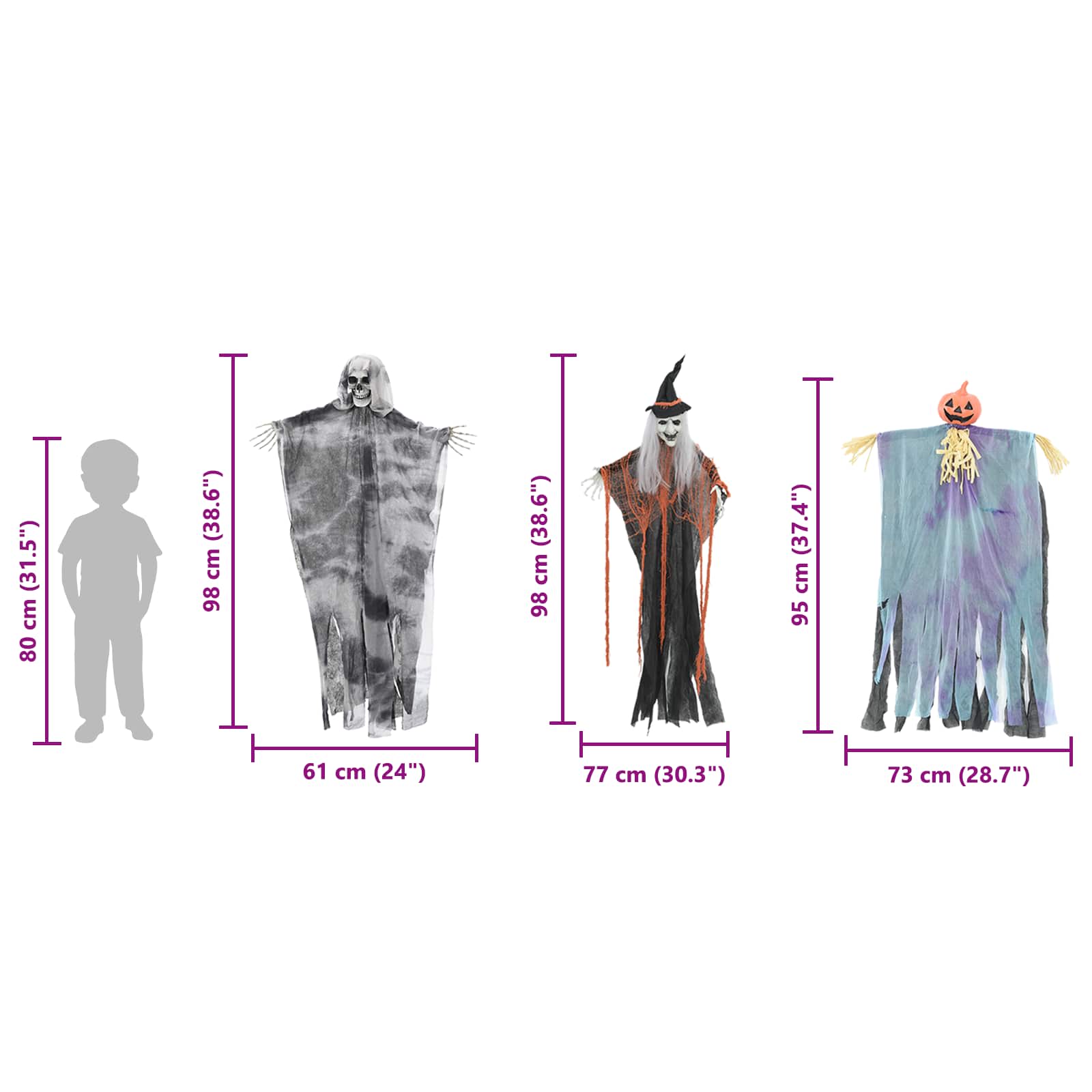 Halloween Hængende Spøgelse 3 pcs Flerfarvet 61 x 97 cm