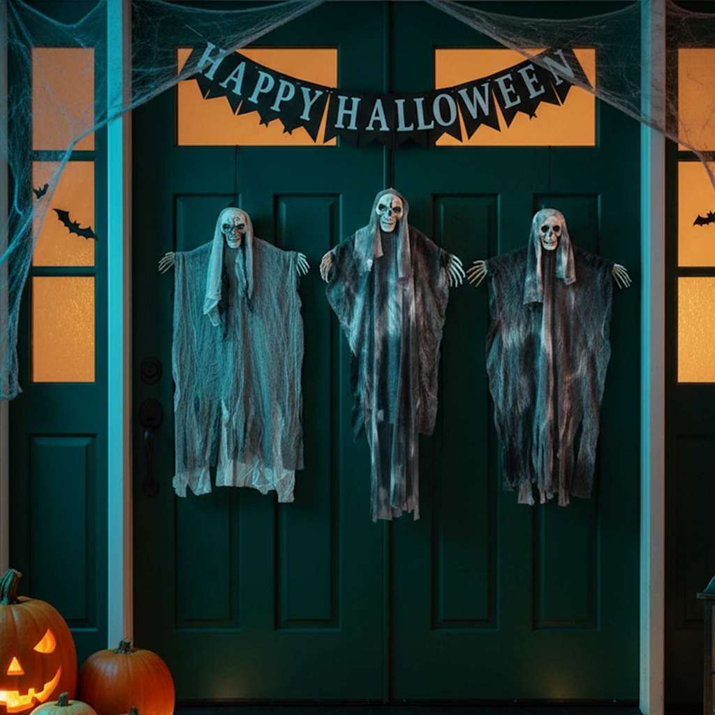Halloween Hængende Spøgelse 3 pcs Sort 66 x 110 cm Polyester
