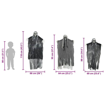 Halloween Hængende Spøgelse 3 pcs Sort 66 x 110 cm Polyester