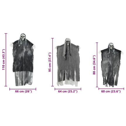 Halloween Hængende Spøgelse 3 pcs Sort 66 x 110 cm Polyester