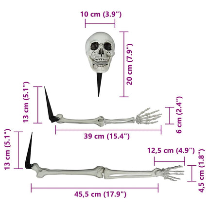 Halloween Skelet med Jordspidser Hvid 45,5 x 13 cm Polypropylen