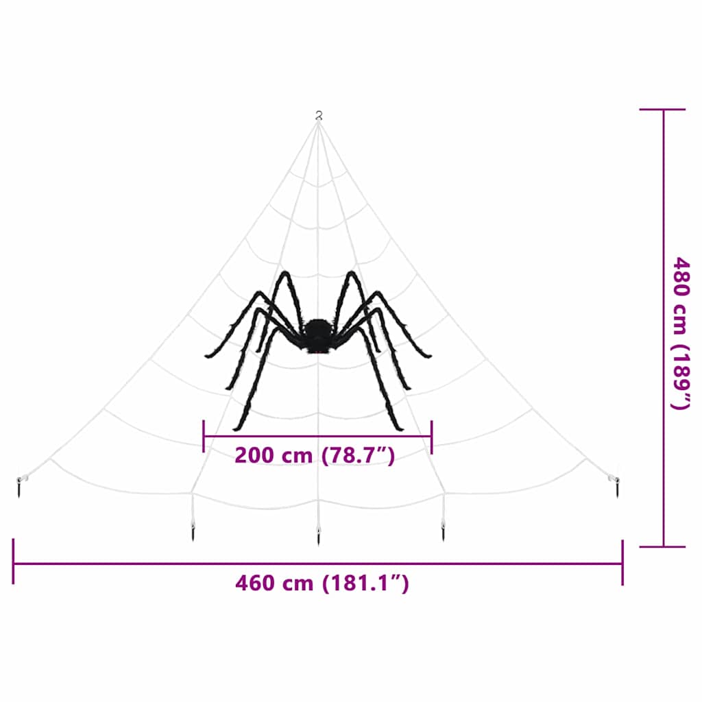 Halloween edderkoppedekoration med spidser 2 pcs Sort og hvid