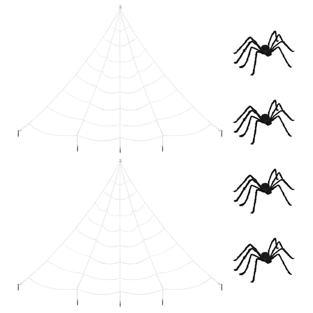 Halloween edderkoppedekoration med spidser 4 pcs Sort og hvid