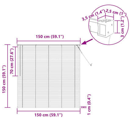 Persienner Sort 150 x 150 cm 25 mm PVC