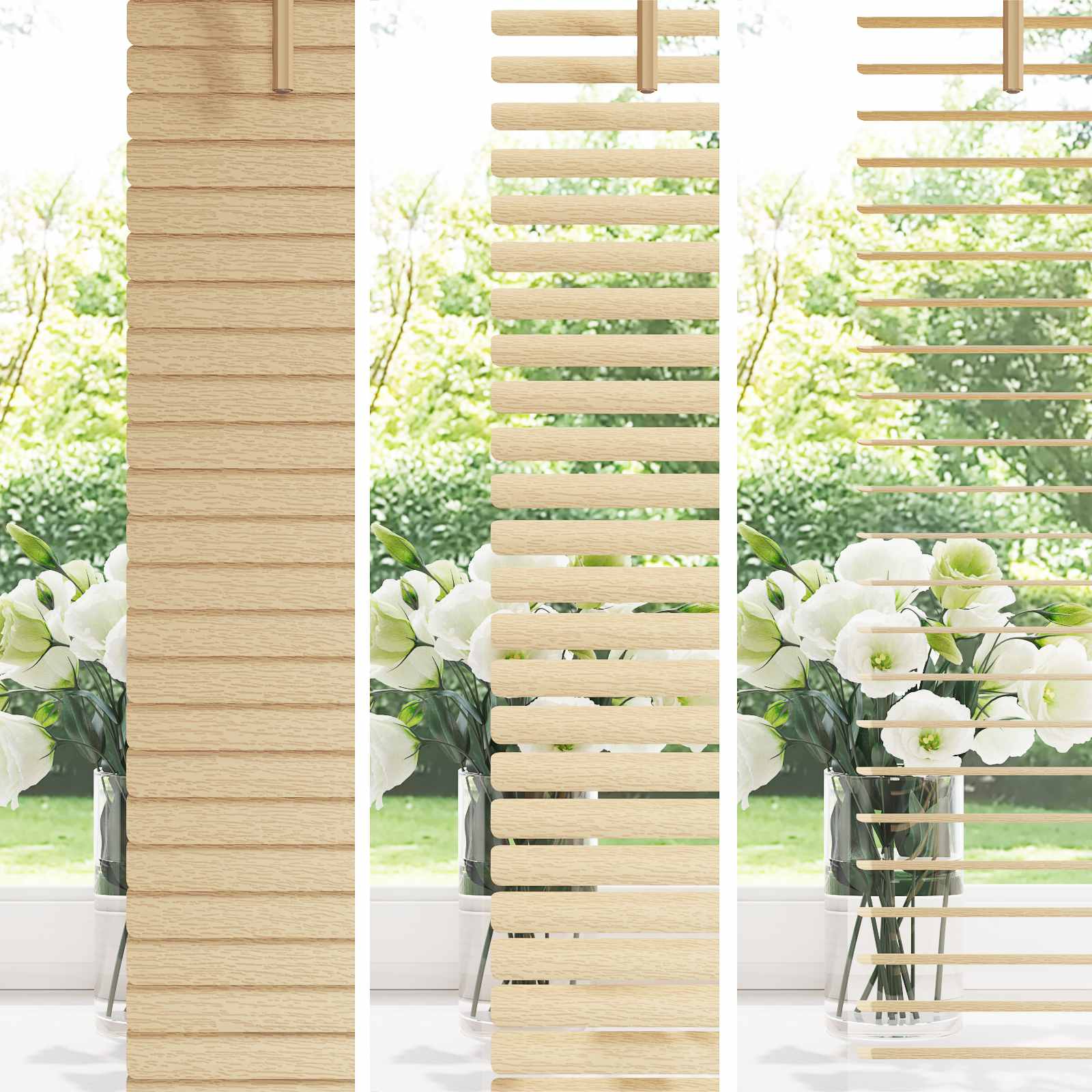 Persienner Lys Brun med Mønster 150 x 130 cm PVC