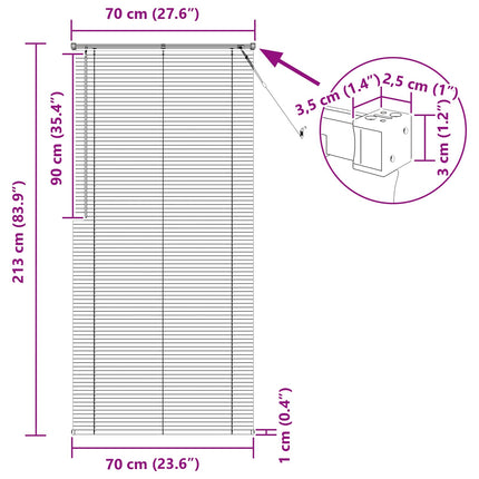 Persienner Lys Brun med Mønster 213 x 70 cm 25 mm PVC
