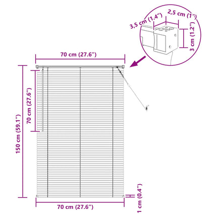 Persienner Mørk Brun med Mønster 150 x 70 cm 25 mm PVC