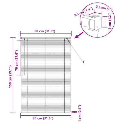 Persienner Mørk Brun med Mønster 150 x 80 cm 25 mm PVC