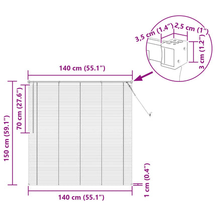 Persienner Mørk Brun med Mønster 150 x 140 cm 25 mm PVC
