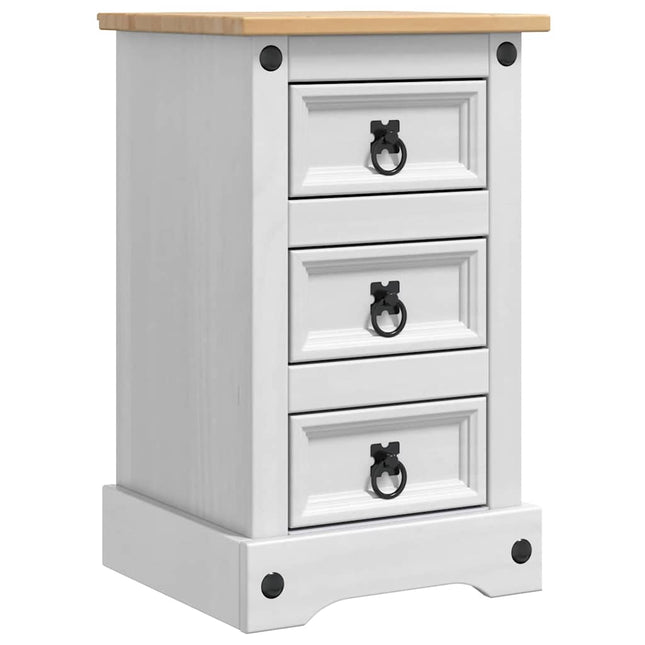 Sengebord CORONA Hvid 35 x 32,5 x 58 cm Massiv fyrretræ