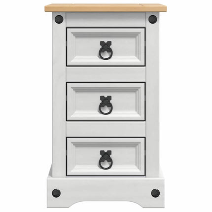 Sengebord CORONA Hvid 35 x 32,5 x 58 cm Massiv fyrretræ
